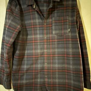 Vans Men's Red and Blue Plaid Flannel Button Down Shirt